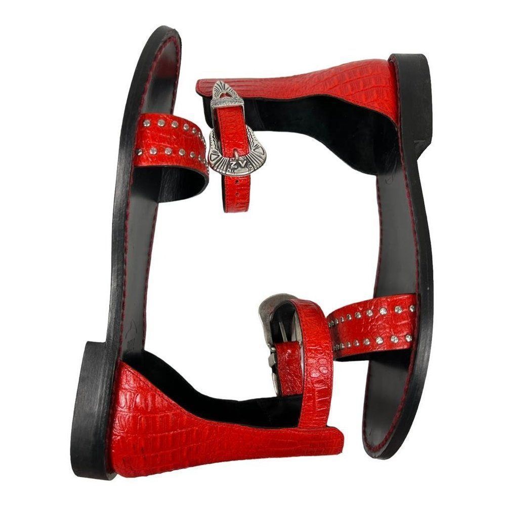 Zadig & Voltaire Red Sandals with Silver Accents - Picture 9 of 11